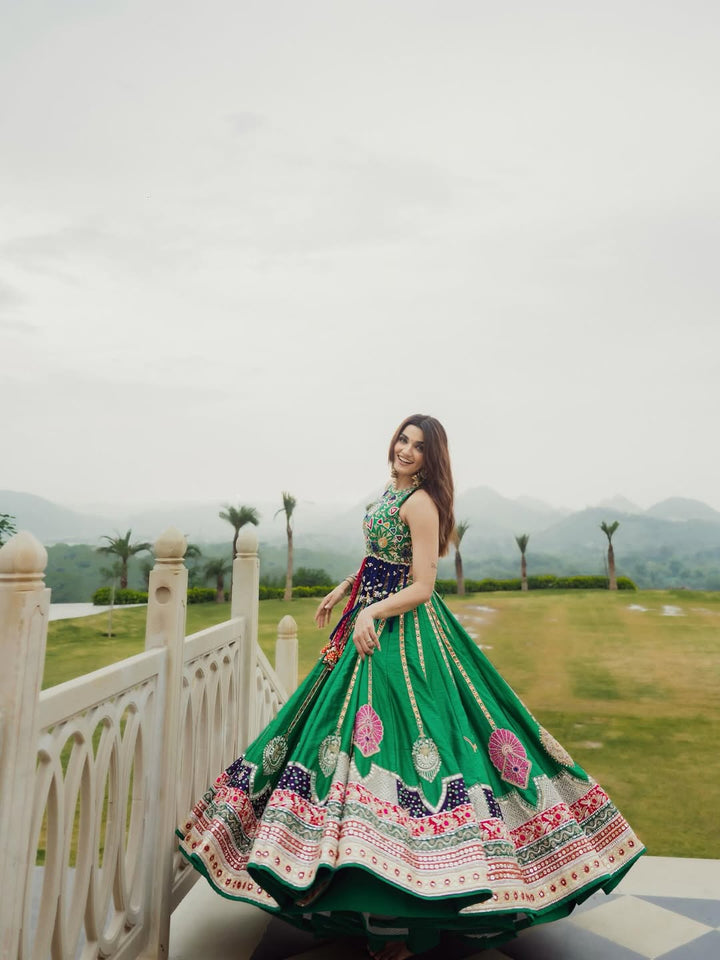 “Nomad’s Bloom Folk Art Fusion Lehenga”
