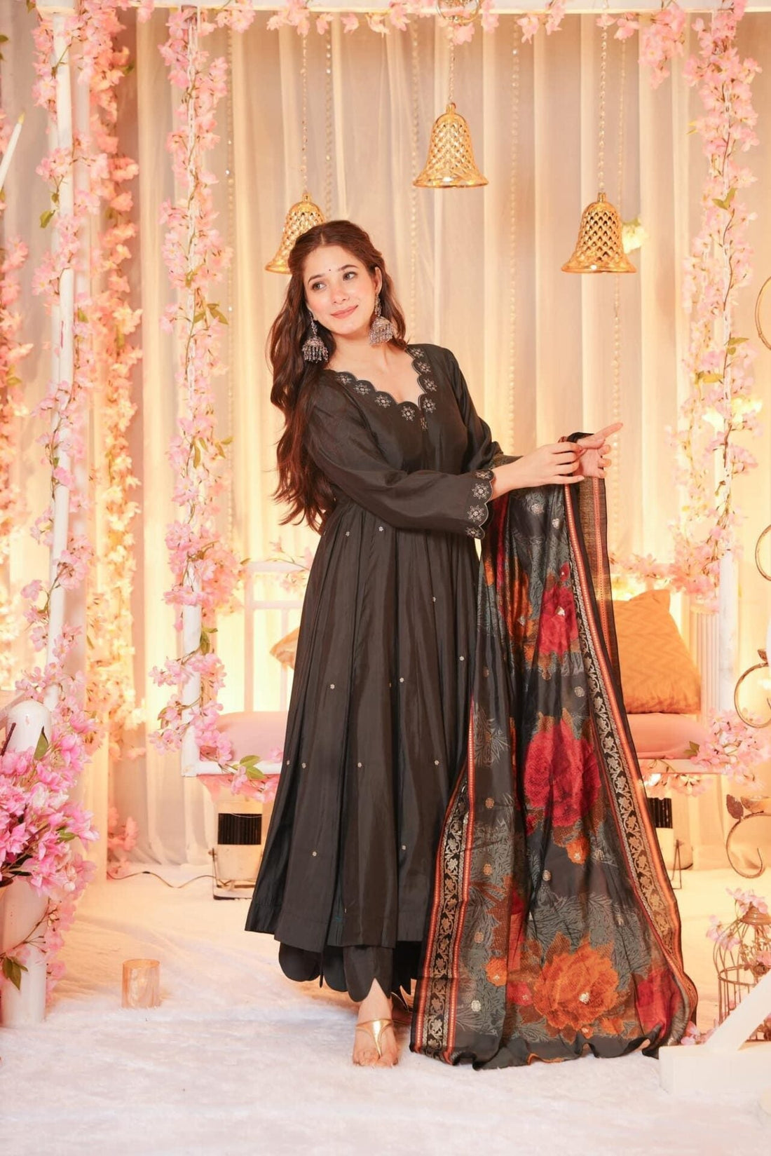 Charcoal Veil muslin suit set