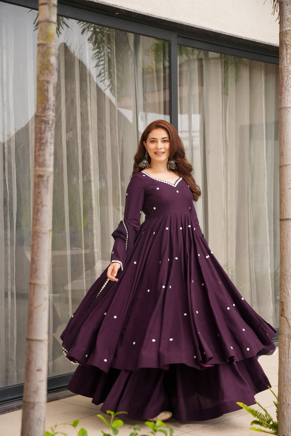 Damson Purple Muslin Suit Set