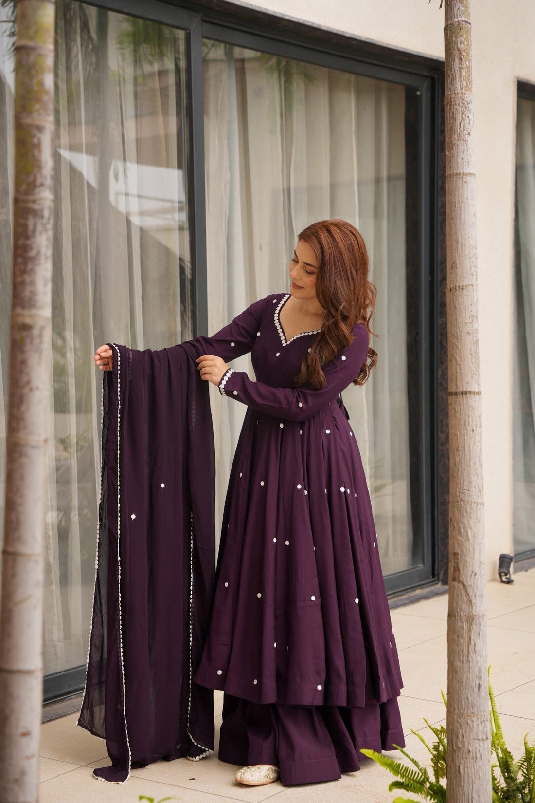 Damson Purple Muslin Suit Set