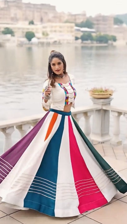 Classic Multicolor Kutchi Gamthi Georgette Lehenga