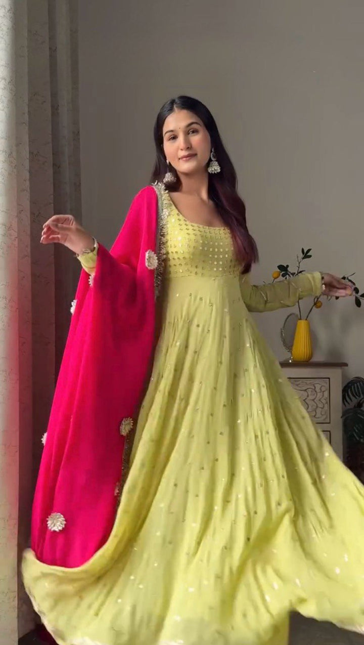 Lime Leheriya A Desi Style Anarkali